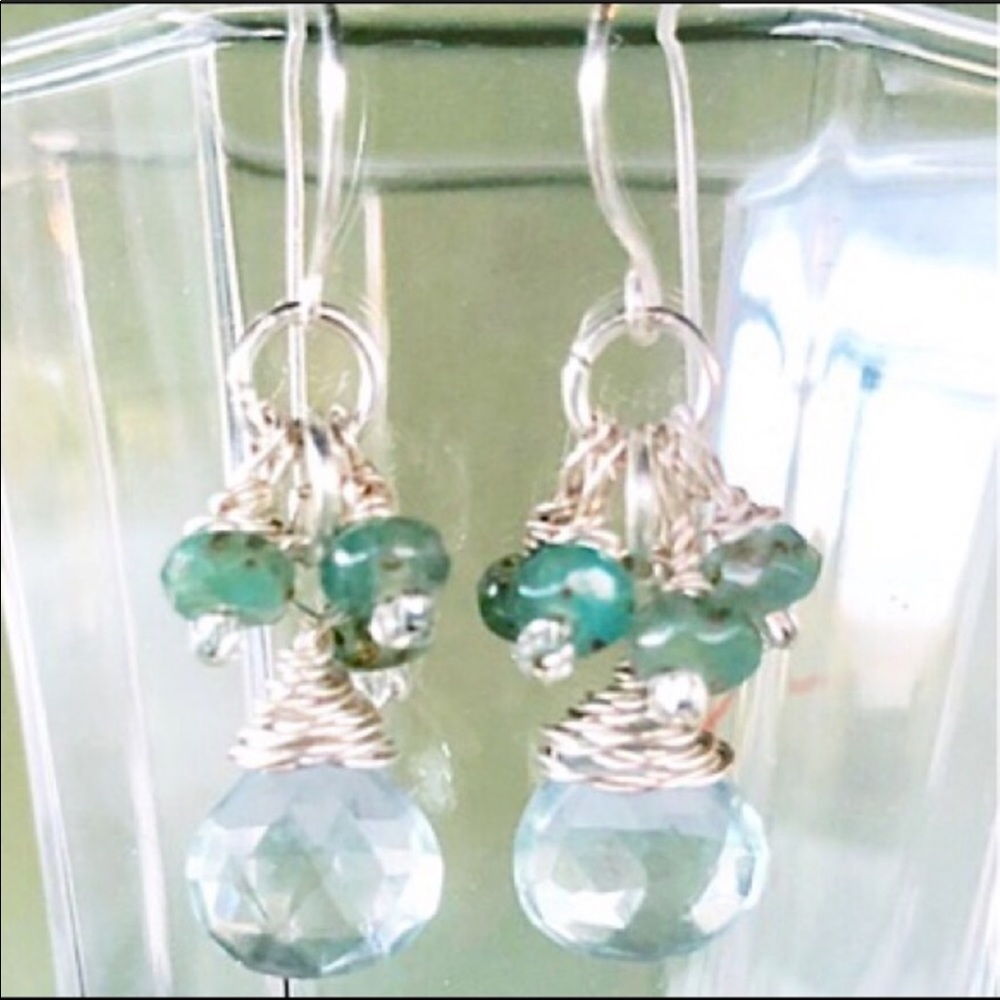 Aquamarine Sterling Silver Dangle Earrings